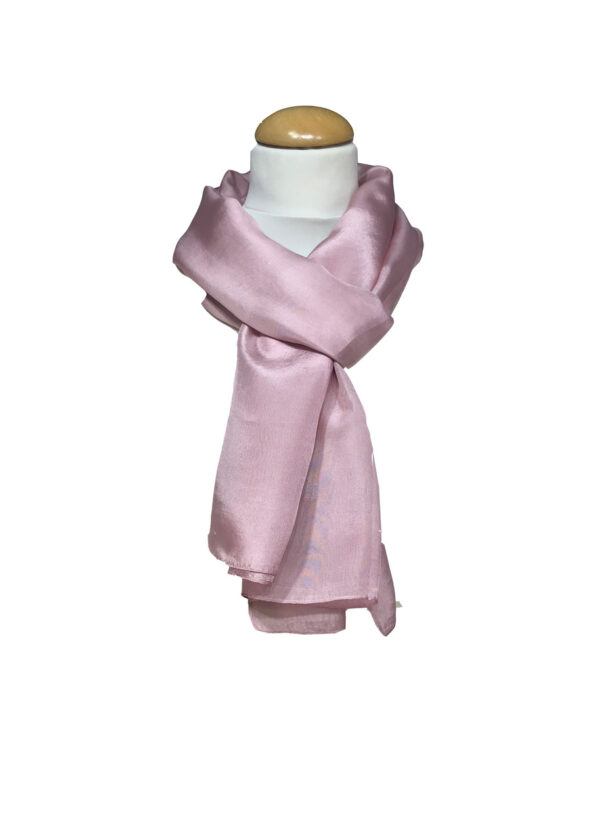 Enfärgad siden scarf, sjal, rosa (ljus rosa)