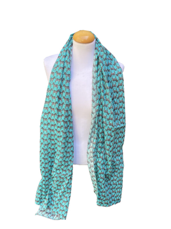 Sjal, Scarf turkos med zebra print - Image 2