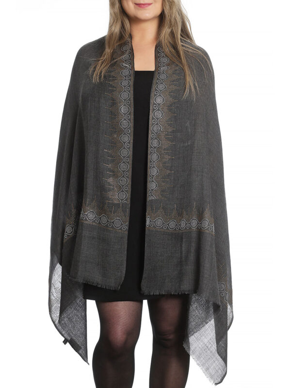 Sjal, Scarf Fin Ull, Svart - Image 4