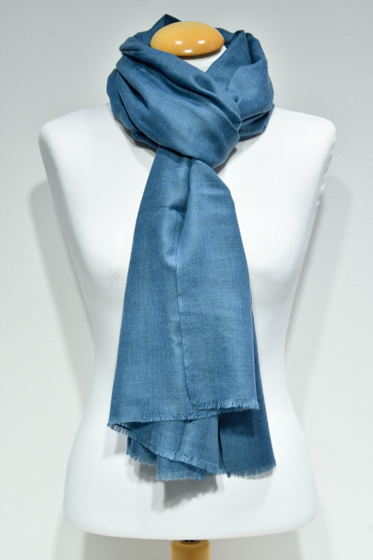 Handvävd ren Pashmina - Gråblå - Image 2