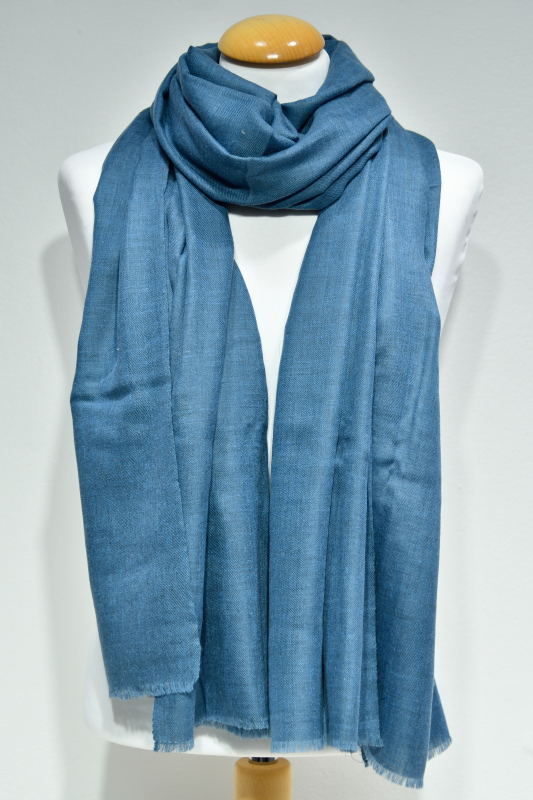 Handvävd ren Pashmina - Gråblå - Image 3