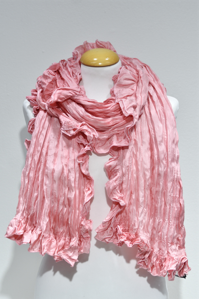 Sidensjal med volang – Rosa - Image 2