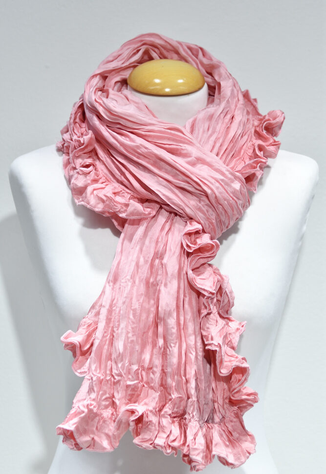 rosa sidensjal med volang