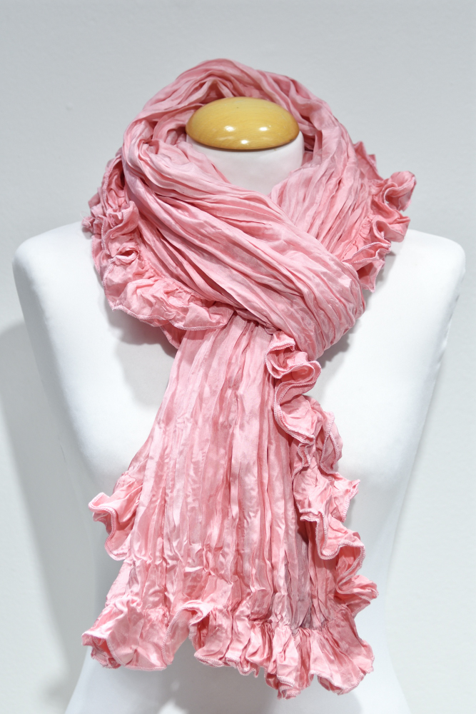 rosa sidensjal med volang